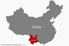 Localisation du Yunnan par rapport à la Chine
