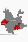 Position de Yuan Yang (Hong He) et Teng Chong (Bo Shang) par rapport au Yunnan