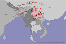 Carte des principales routes du thé