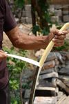  Cut the bark into thin strips stringy