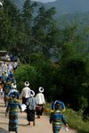  On the way to the temple in a village Bulang Lincang